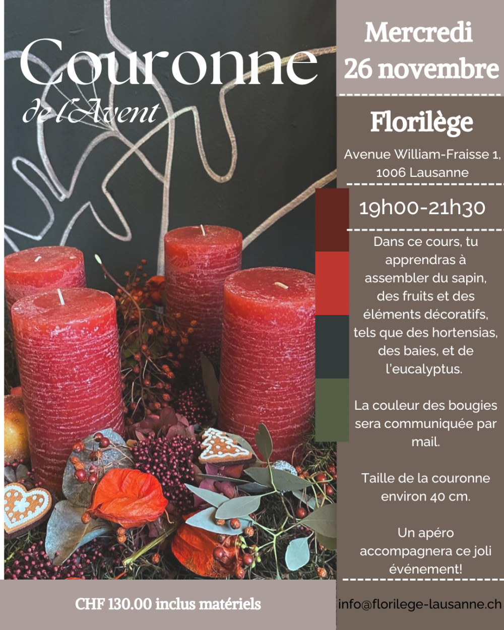 Atelier Grande Couronne de l'Avent - 26.11.25